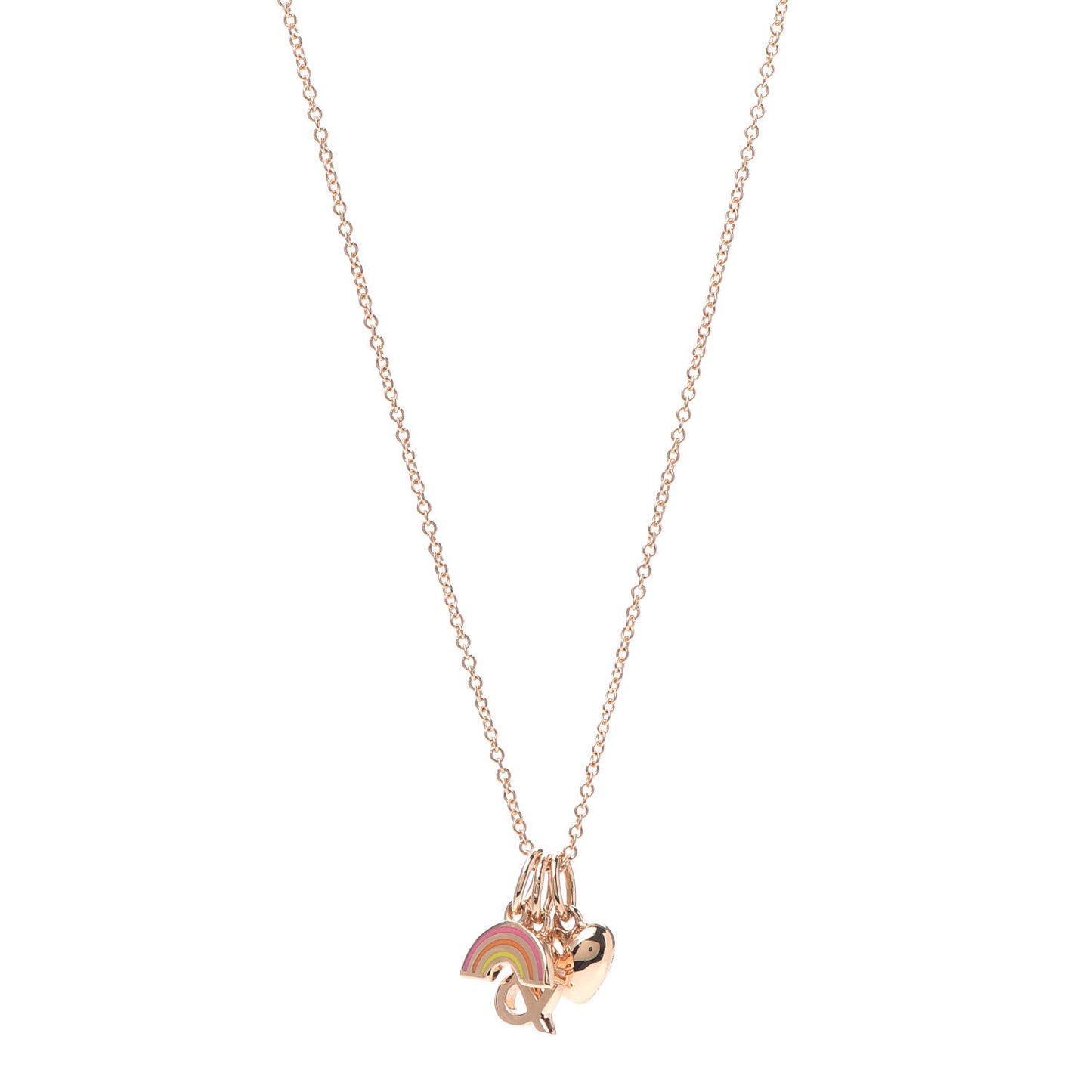 18K Rose Gold Love Rainbow Charm Pendant Necklace