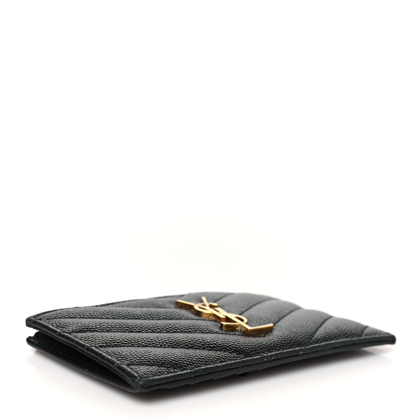 Grain De Poudre Matelasse Chevron Monogram Fragments Zippered Card Case Black