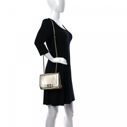 Salvatore Ferragamo Metallic Hammered Calfskin Small Vara Chain Crossbody Gold 2 of 9