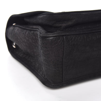 Saint Laurent Nubuck Crocodile Embossed Monogram Medium Niki Chain Satchel Black 8 of 10
