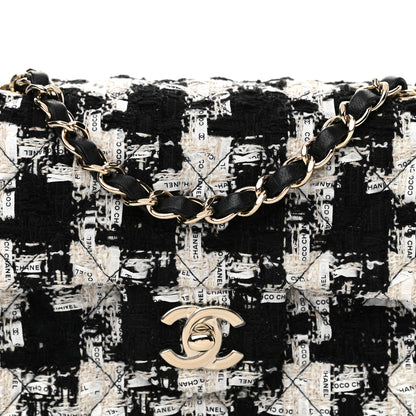 Chanel Tweed Quilted Mini Rectangular Flap Black Ecru White 8 of 11