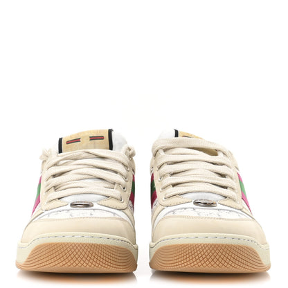 Gucci Calfskin Lame GG Monogram Web Womens Screener Sneakers 39.5 Gardenia Silver Dusty Milk White 3 of 9
