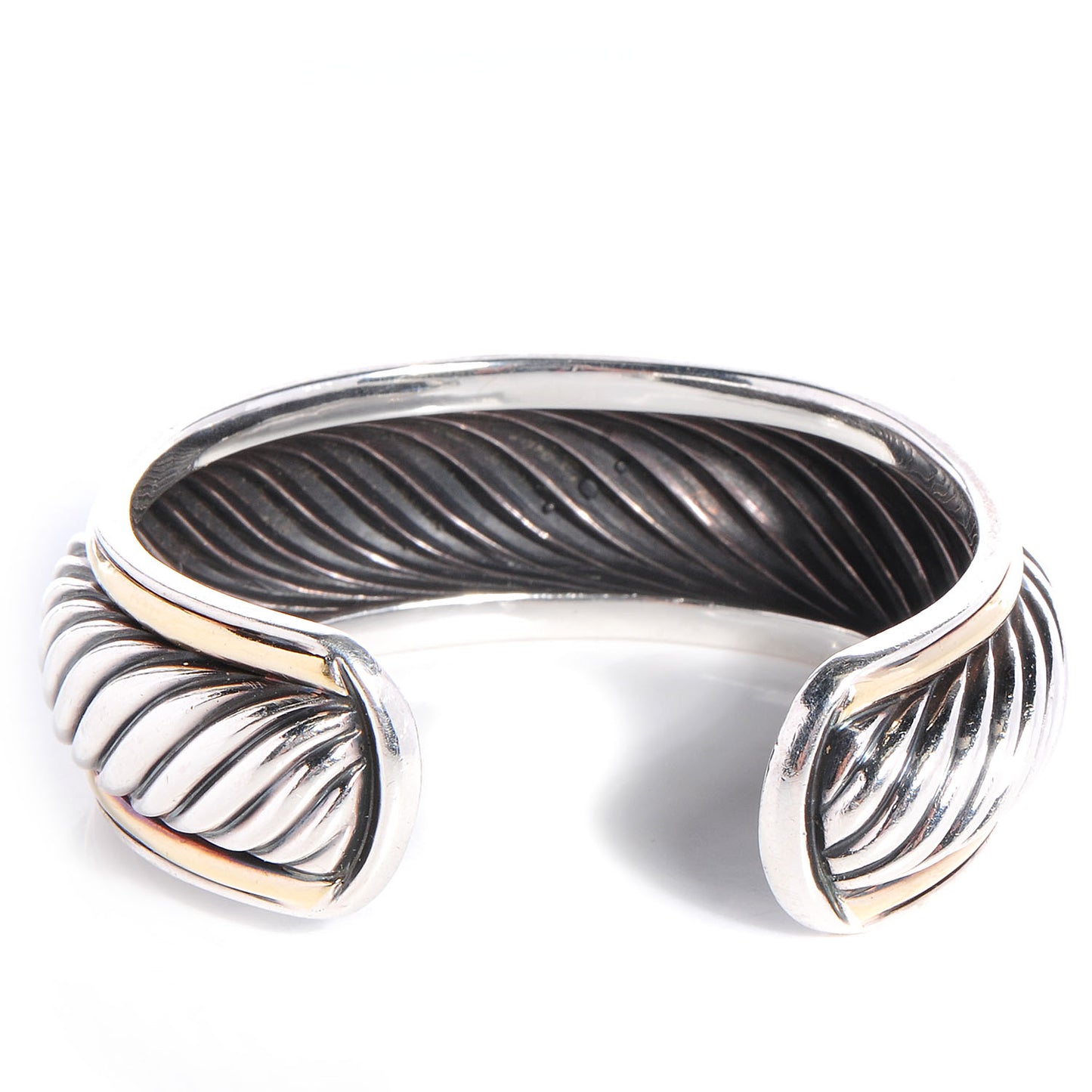 Sterling Silver 18k Gold Sculpted Cable Cuff