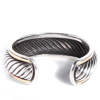 David Yurman Sterling Silver 18k Gold Sculpted Cable Cuff 4 of 5