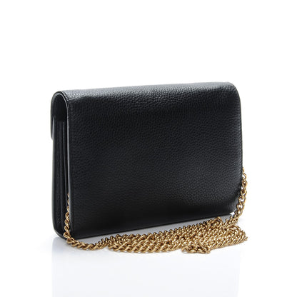 Gucci Calfskin GG Marmont Chain Wallet Black 3 of 7