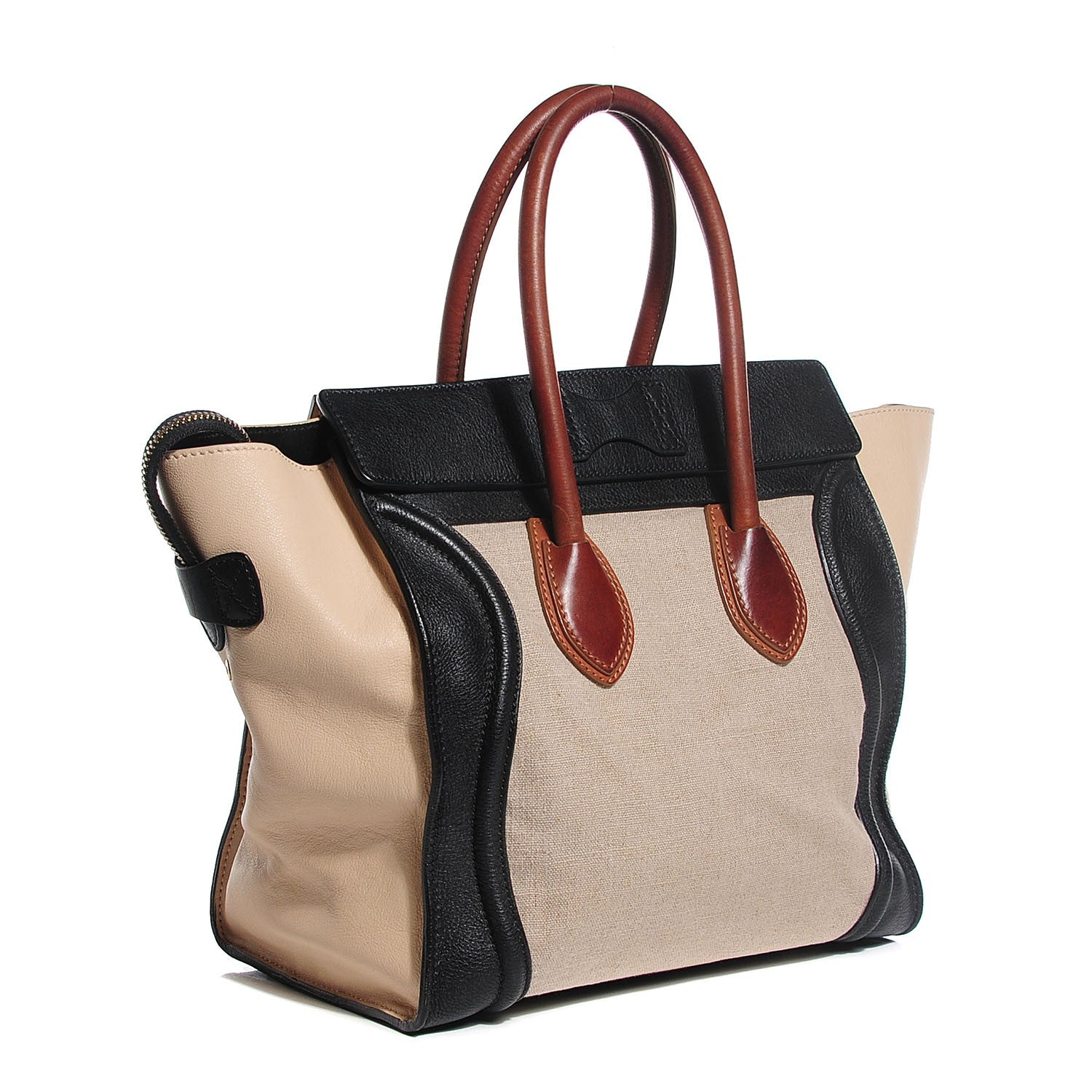 Celine Calfskin Linen Mini Tri-Color Luggage Beige 3 of 8
