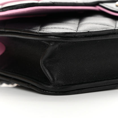 Chanel Lambskin Quilted Flap Phone Holder With Chain Black Lilac 10 of 15