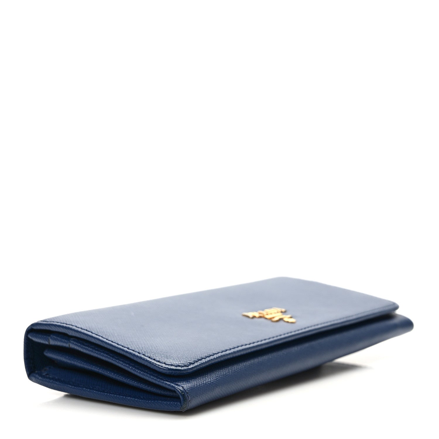 Prada Saffiano Metal Continental Flap Wallet Bleuette 4 of 7