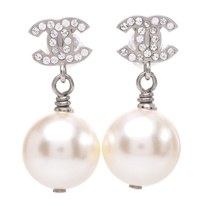 Chanel Crystal Pearl CC Drop Earrings 1 of 5