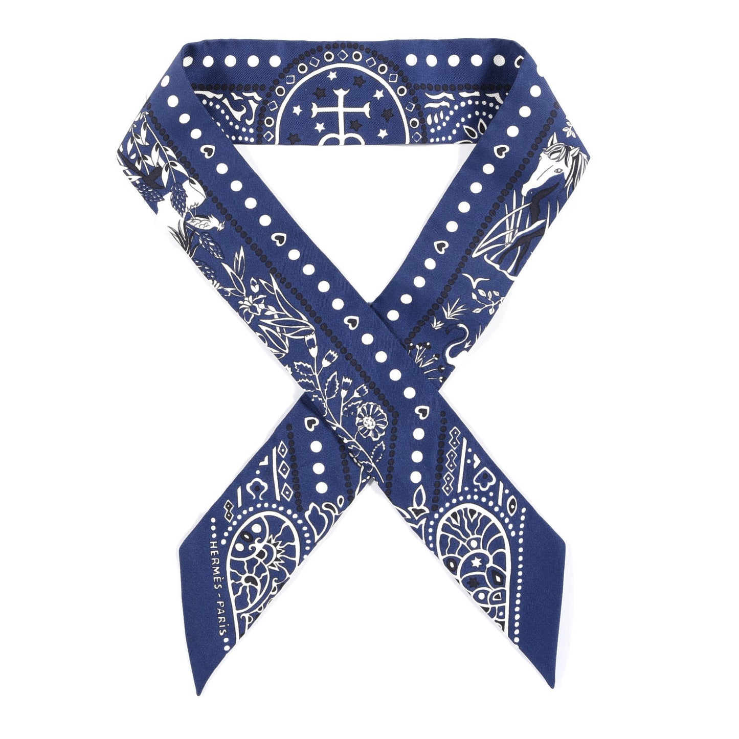 Silk Peuple Du Vent Bandana Twilly Marine White Black