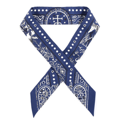 Hermes Silk Peuple Du Vent Bandana Twilly Marine White Black 1 of 3