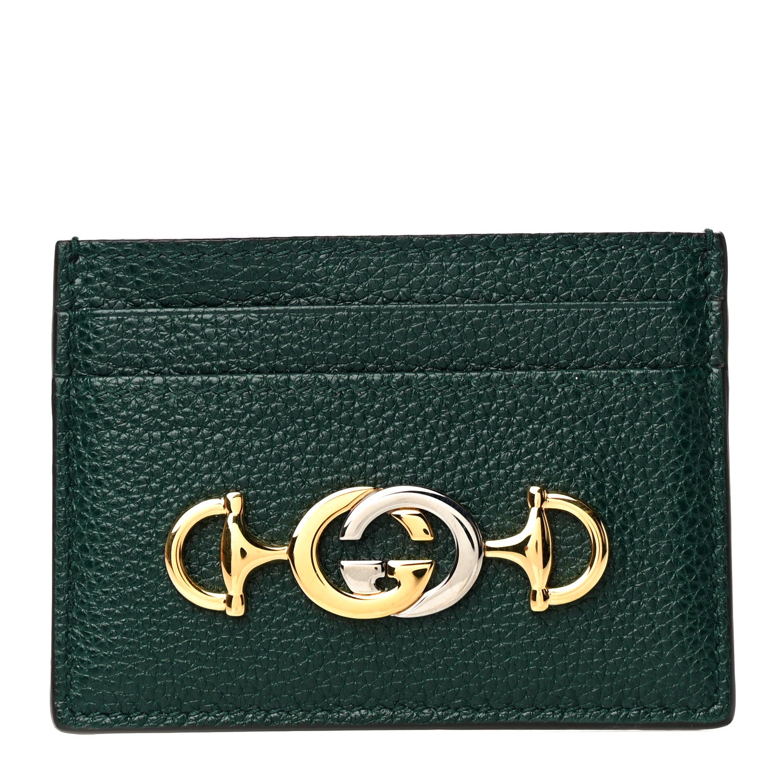 Gucci Grainy Calfskin Zumi Card Holder Vintage Green 1 of 12