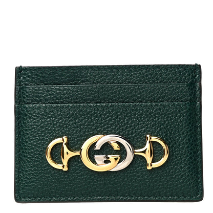 Gucci Grainy Calfskin Zumi Card Holder Vintage Green 1 of 12
