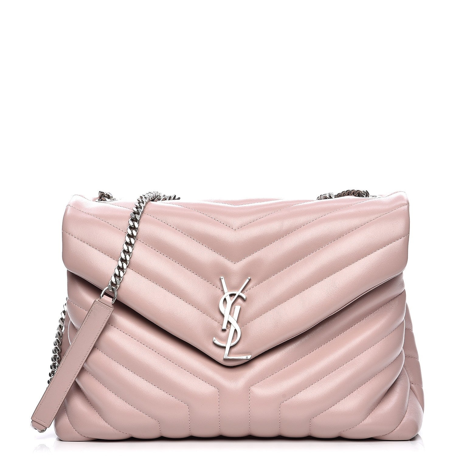 Saint Laurent Calfskin Y Quilted Monogram Medium Loulou Chain Satchel Rose Antic 1 of 15