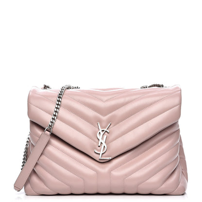 Saint Laurent Calfskin Y Quilted Monogram Medium Loulou Chain Satchel Rose Antic 1 of 15