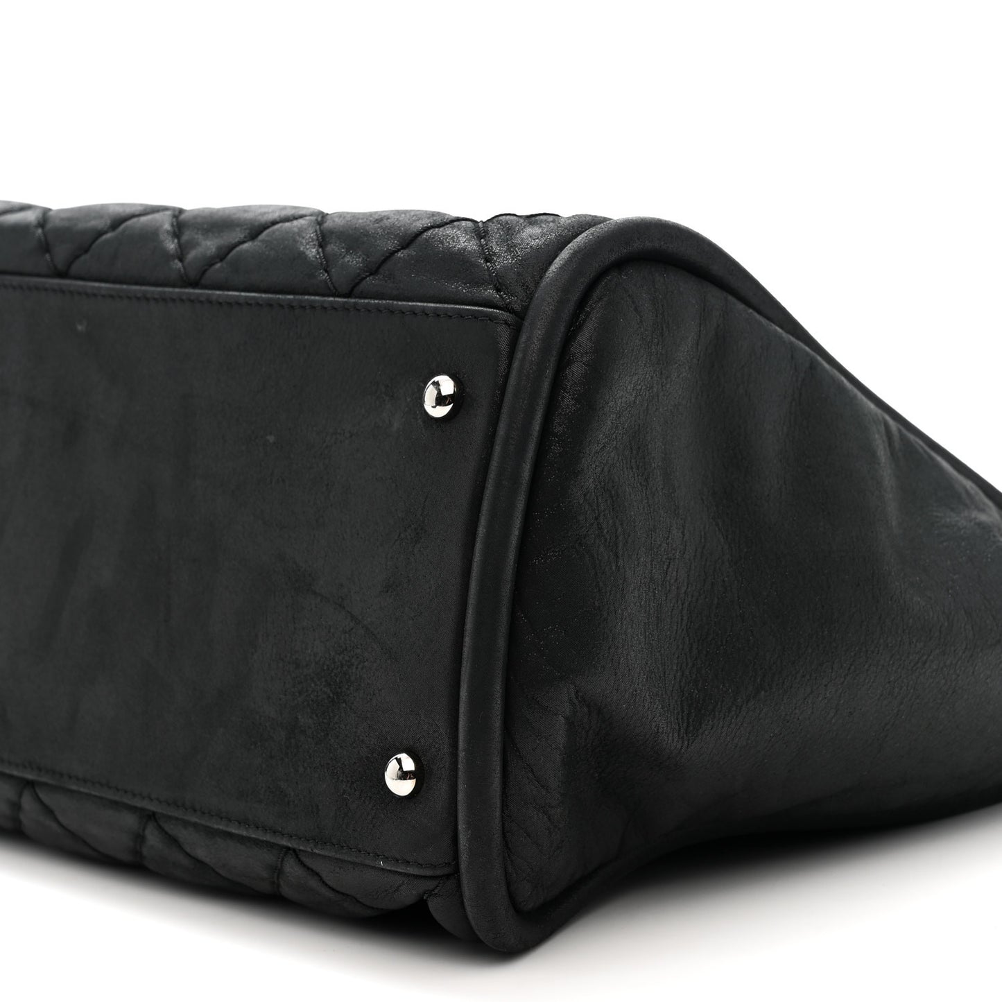 Iridescent Calfskin Quilted Relax CC Shoulder Bag Black