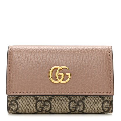 Gucci Dollar Calfskin GG Supreme Monogram GG Marmont 6 Key Holder Case Rose Beige Ebony 1 of 5
