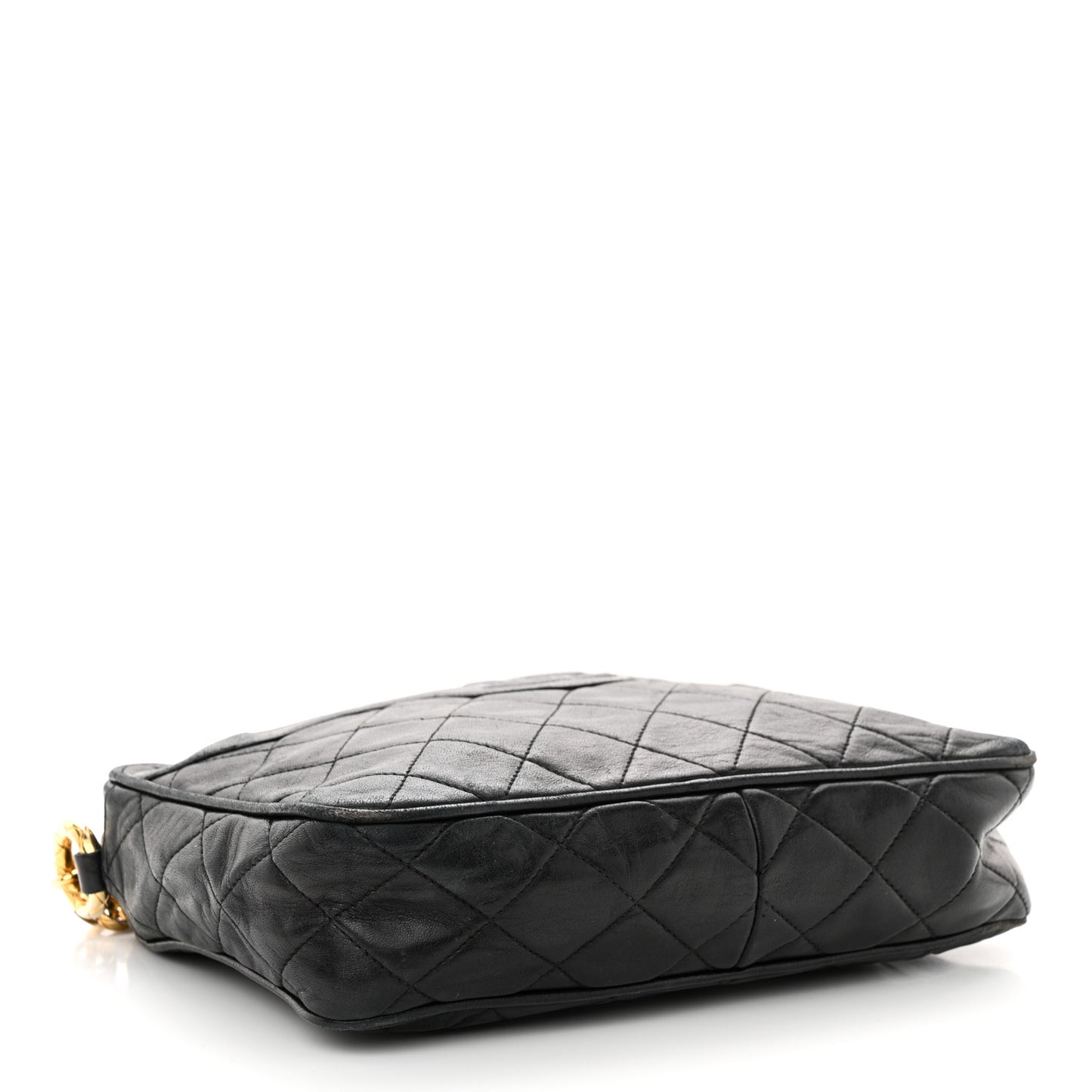 Lambskin Quilted Tassel Camera Case Black