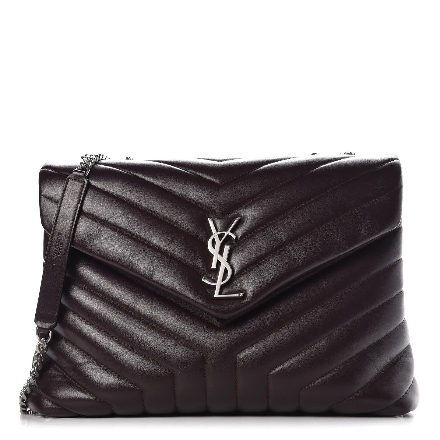 Calfskin Y Quilted Monogram Medium Loulou Chain Satchel Amaranto