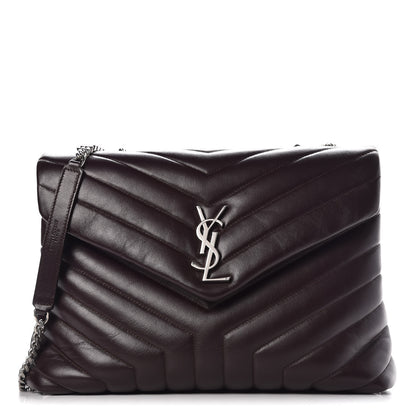 Saint Laurent Calfskin Y Quilted Monogram Medium Loulou Chain Satchel Amaranto 1 of 8
