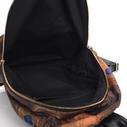 Givenchy Nylon Calfskin Peacock Print Backpack Brown 5 of 8