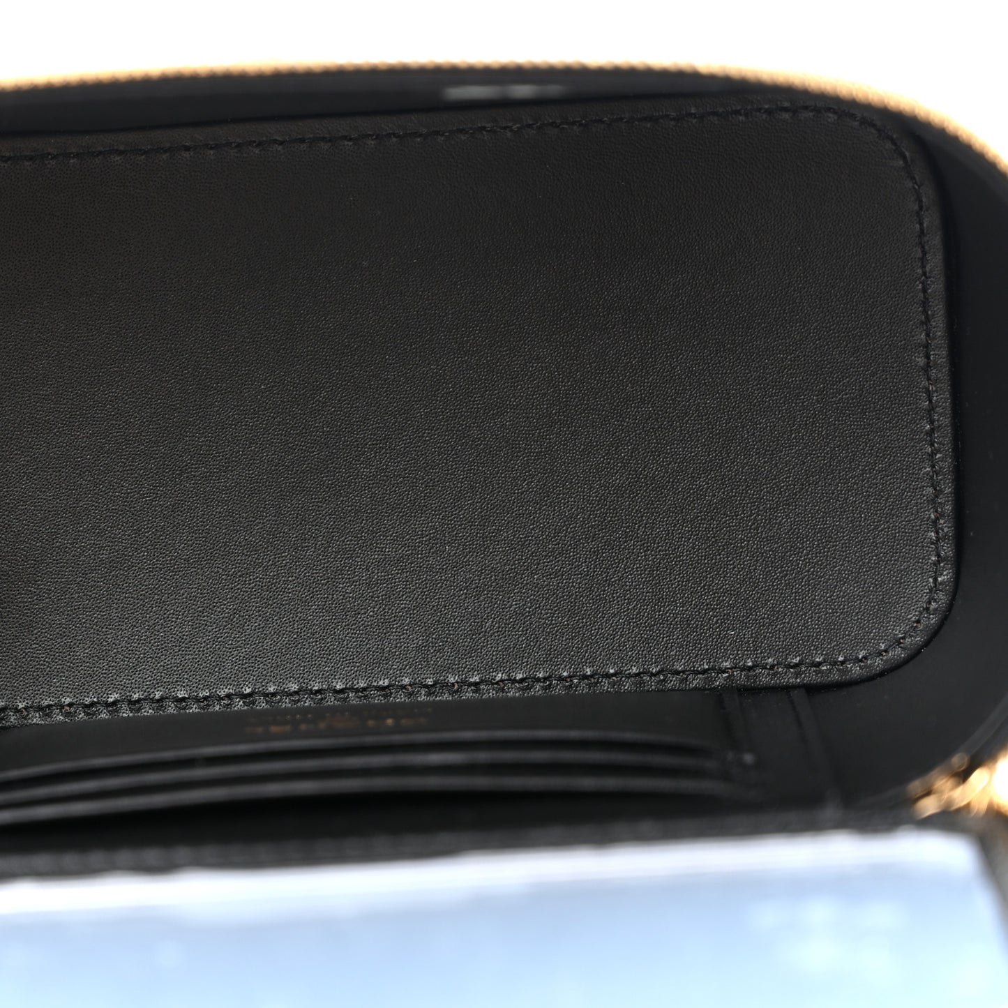 Calfskin Crocodile Embossed Exoticoco Small Top Handle Vanity Case With Chain Black