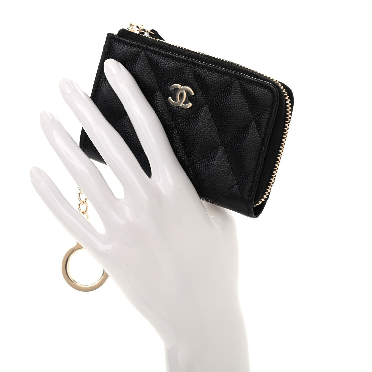Chanel Caviar Quilted Zipped Key Holder Case Black 2 of 7
