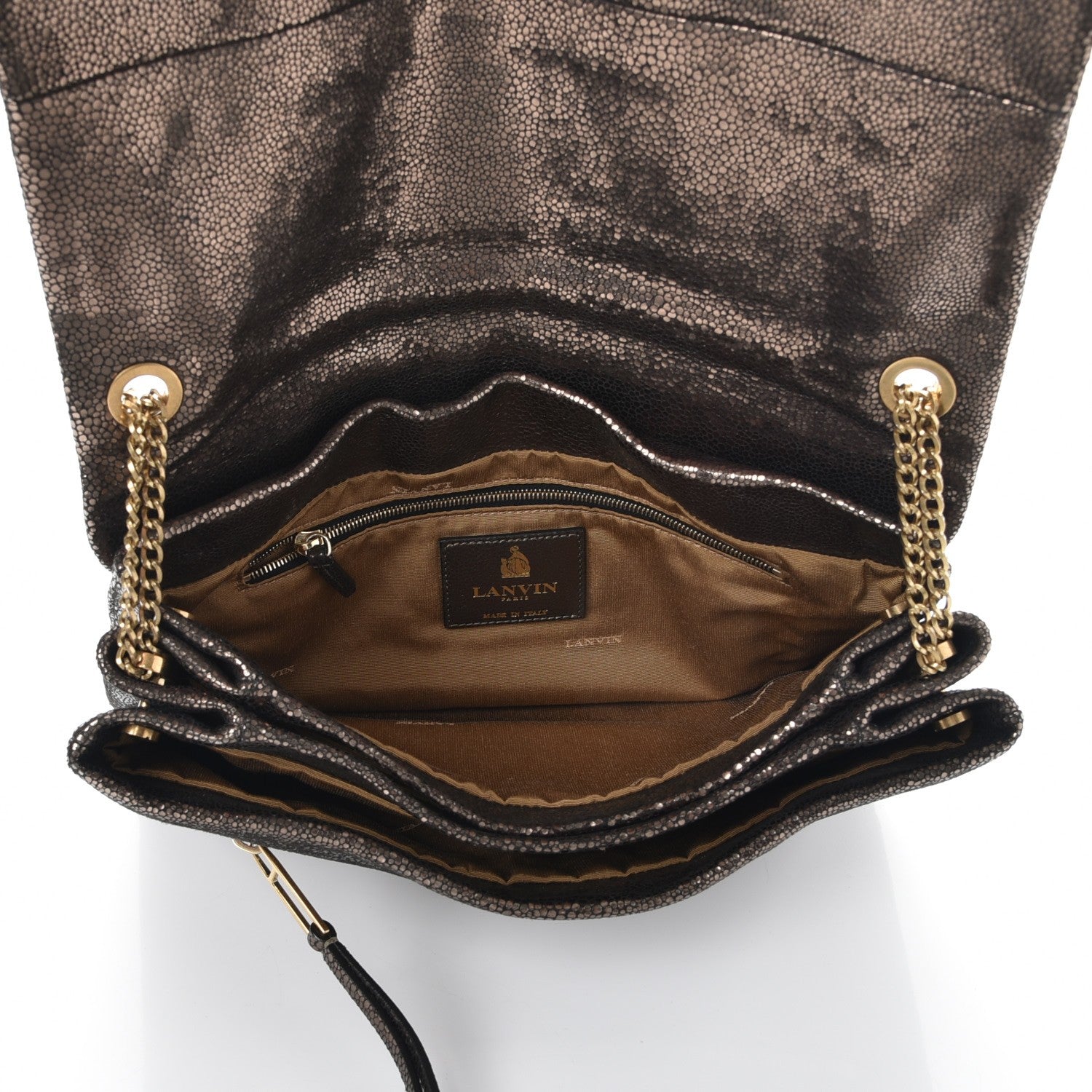 Lanvin Metallic Lambskin Medium Sugar Flap Shoulder Bag Bronze 5 of 8