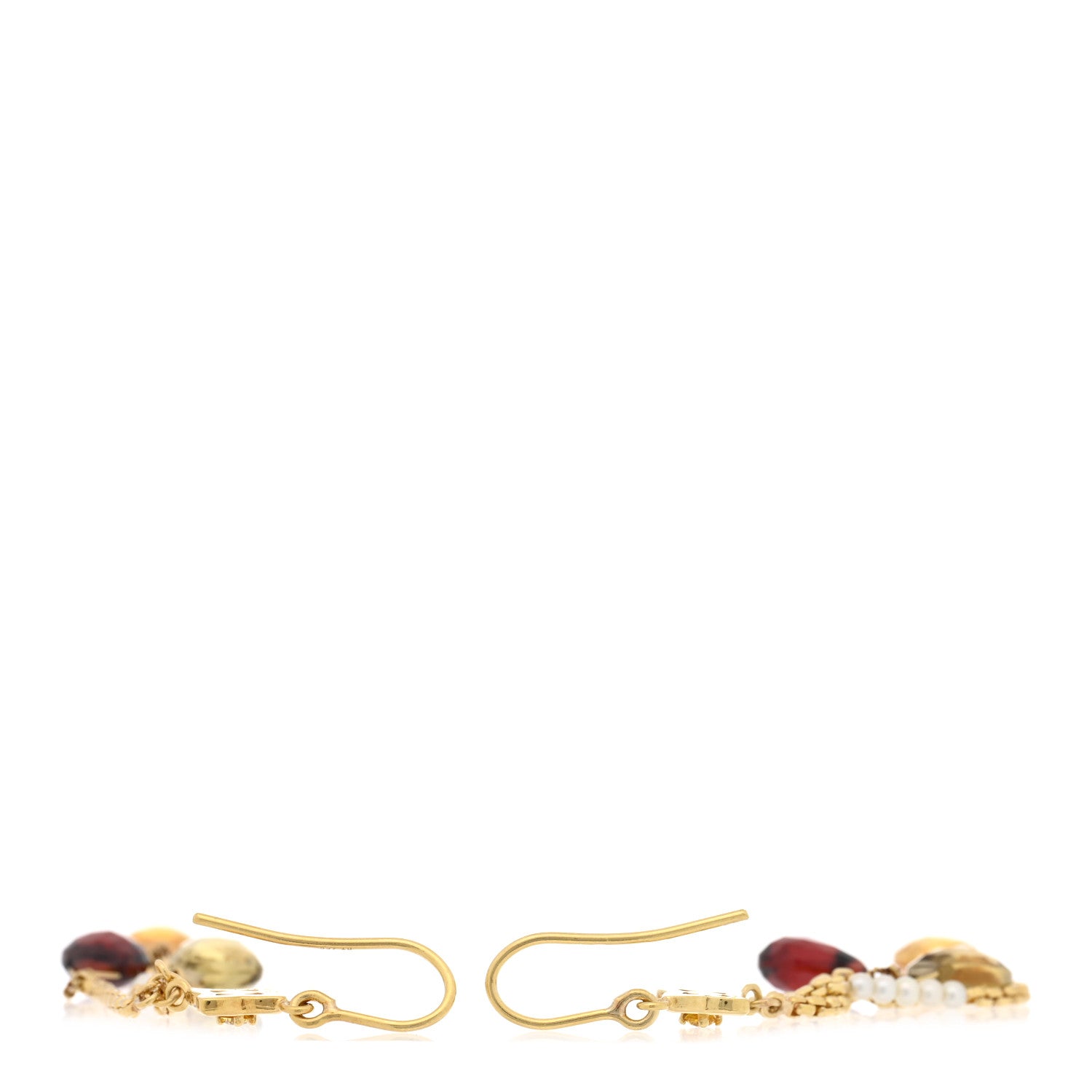 David Yurman 18K Yellow Gold Diamond Garnet Peridot Citrine Cultured Pearl Quatrefoil Drop Earrings 3 of 4