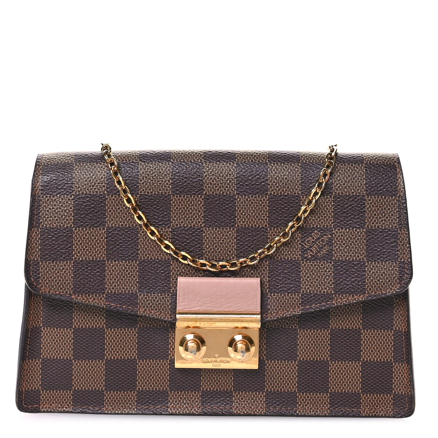 Damier Ebene Croisette Chain Wallet Magnolia
