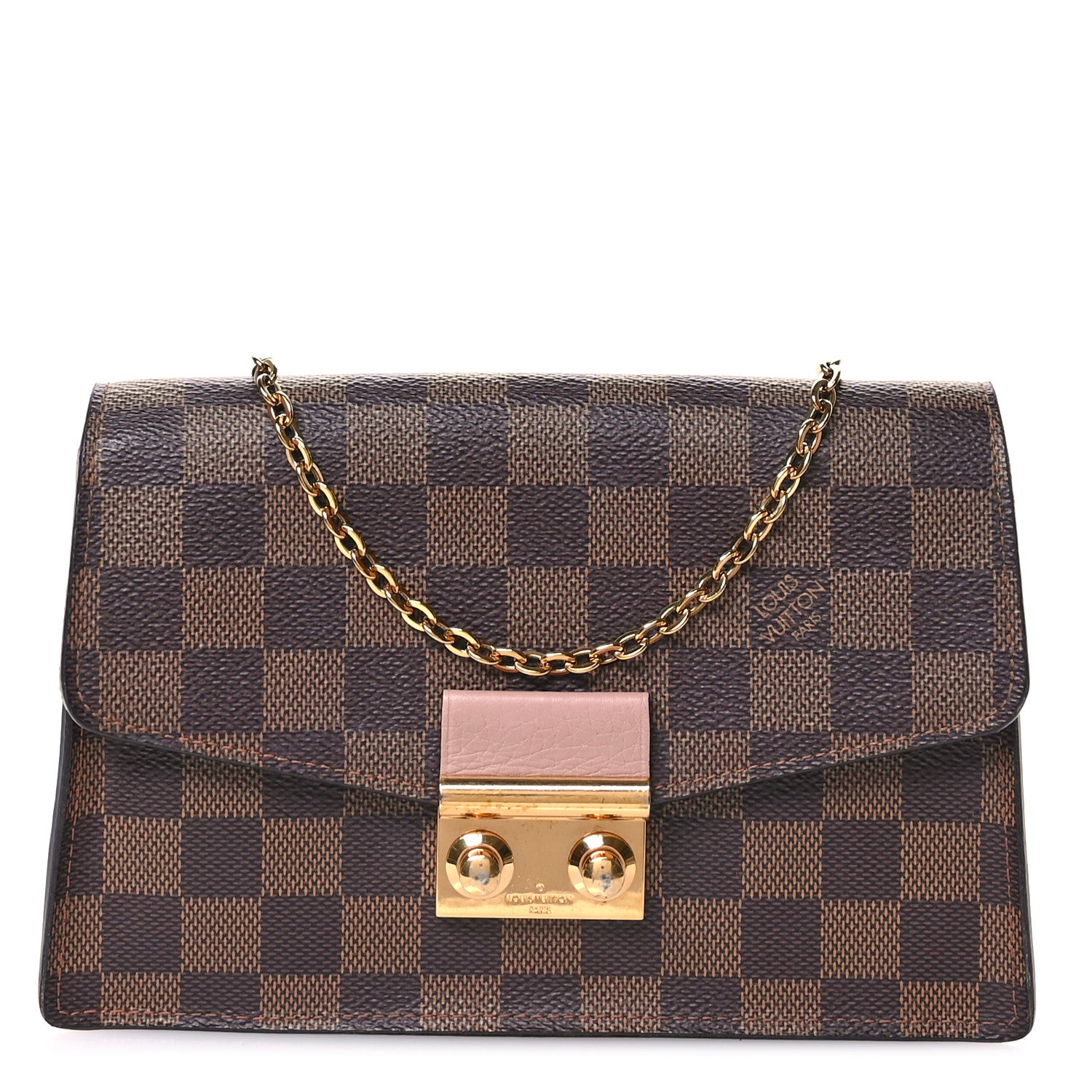 Louis Vuitton Damier Ebene Croisette Chain Wallet Magnolia 1 of 11