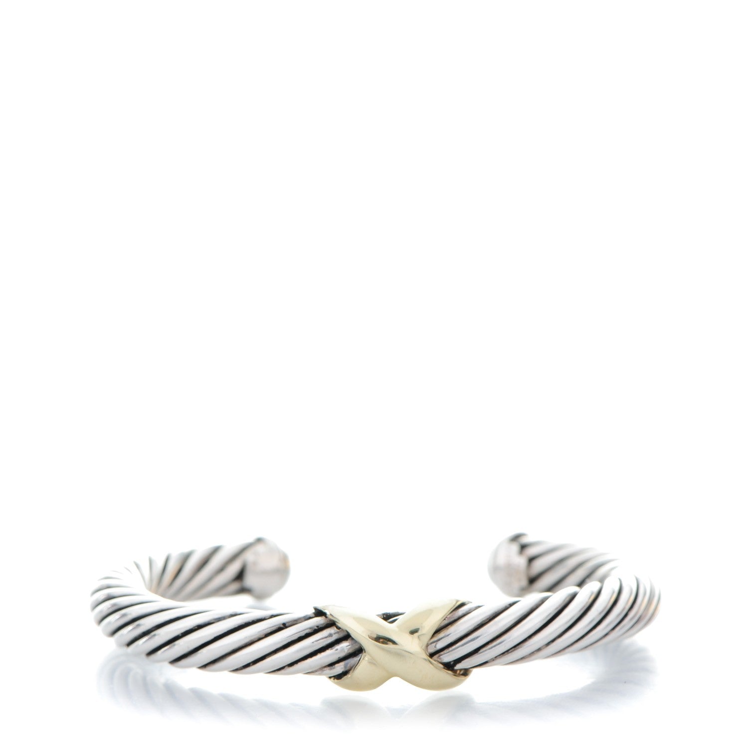 David Yurman Sterling Silver 14K Yellow Gold 5mm X Station Cable Bracelet 1 of 6