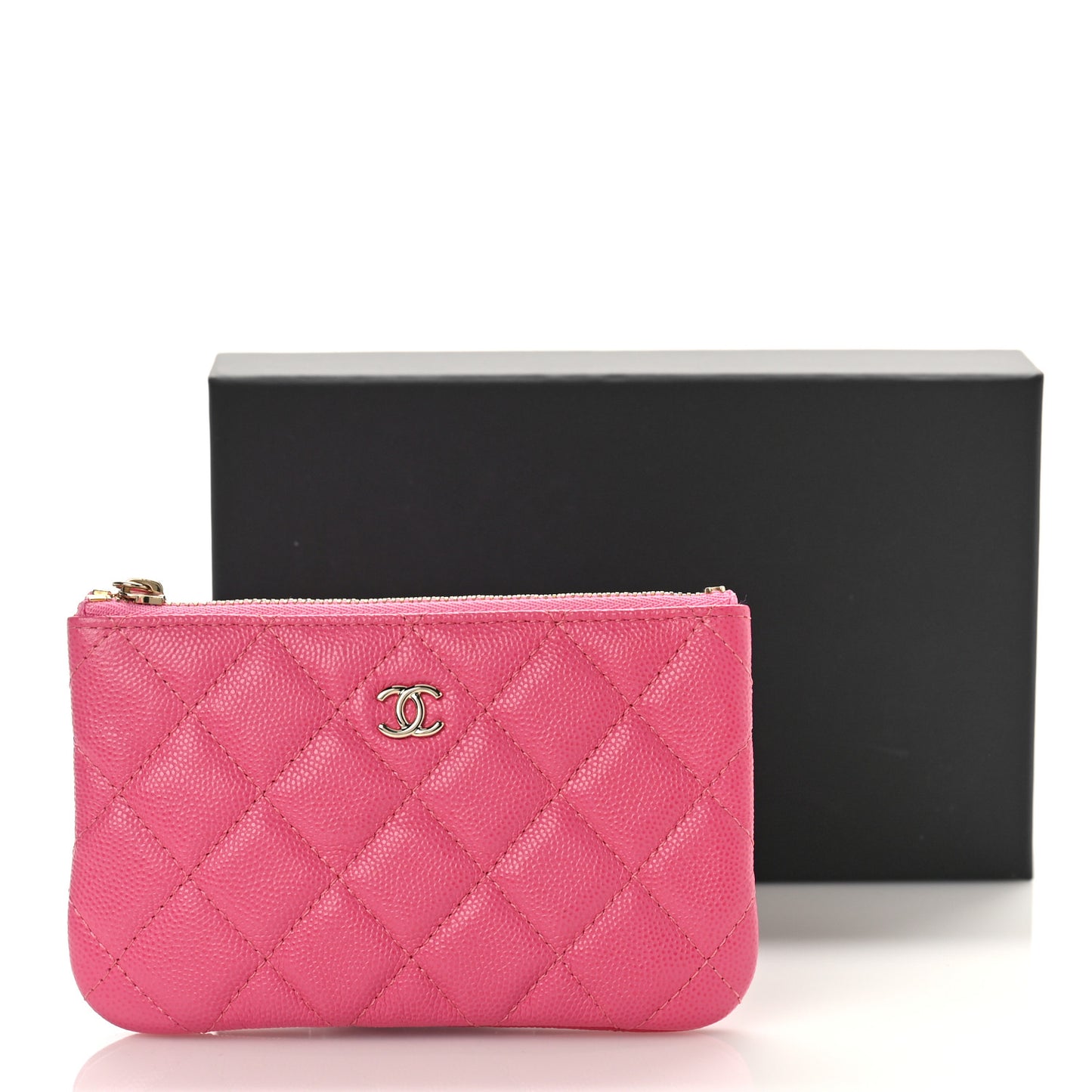 Caviar Quilted Small Cosmetic Case Pink