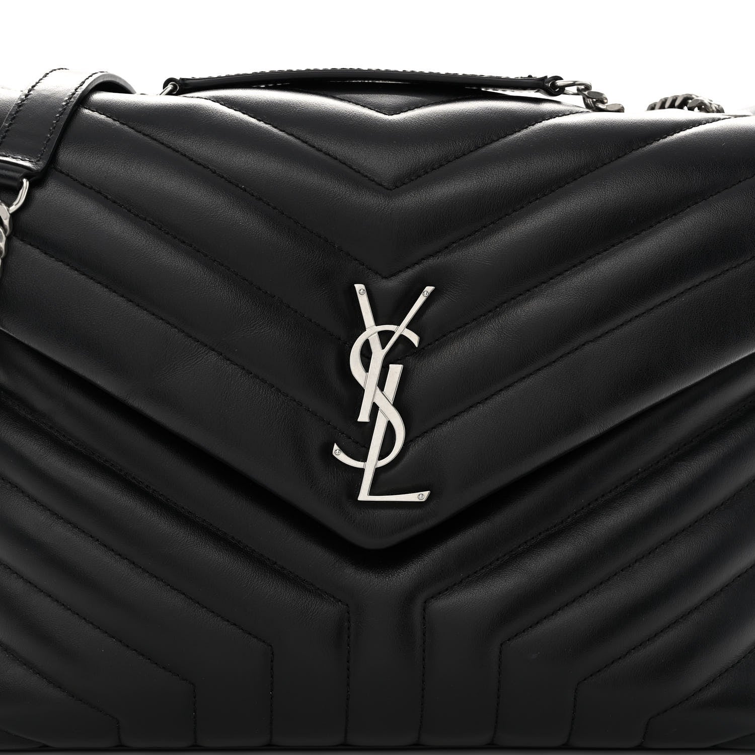 Saint Laurent Calfskin Y Quilted Monogram Medium Loulou Chain Satchel Black 7 of 9