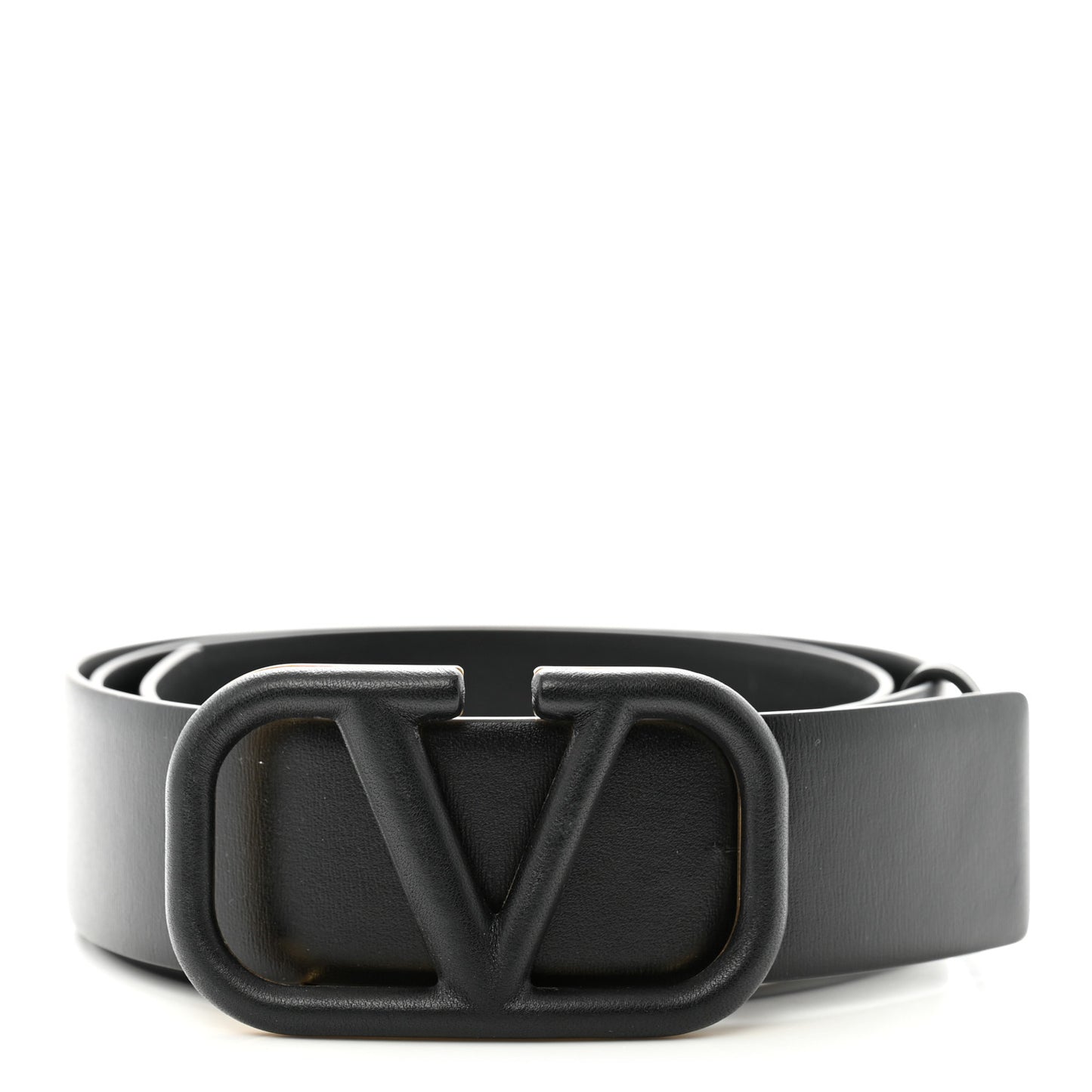 Glossy Calfskin Monochrome VLogo Belt 85 34 Black