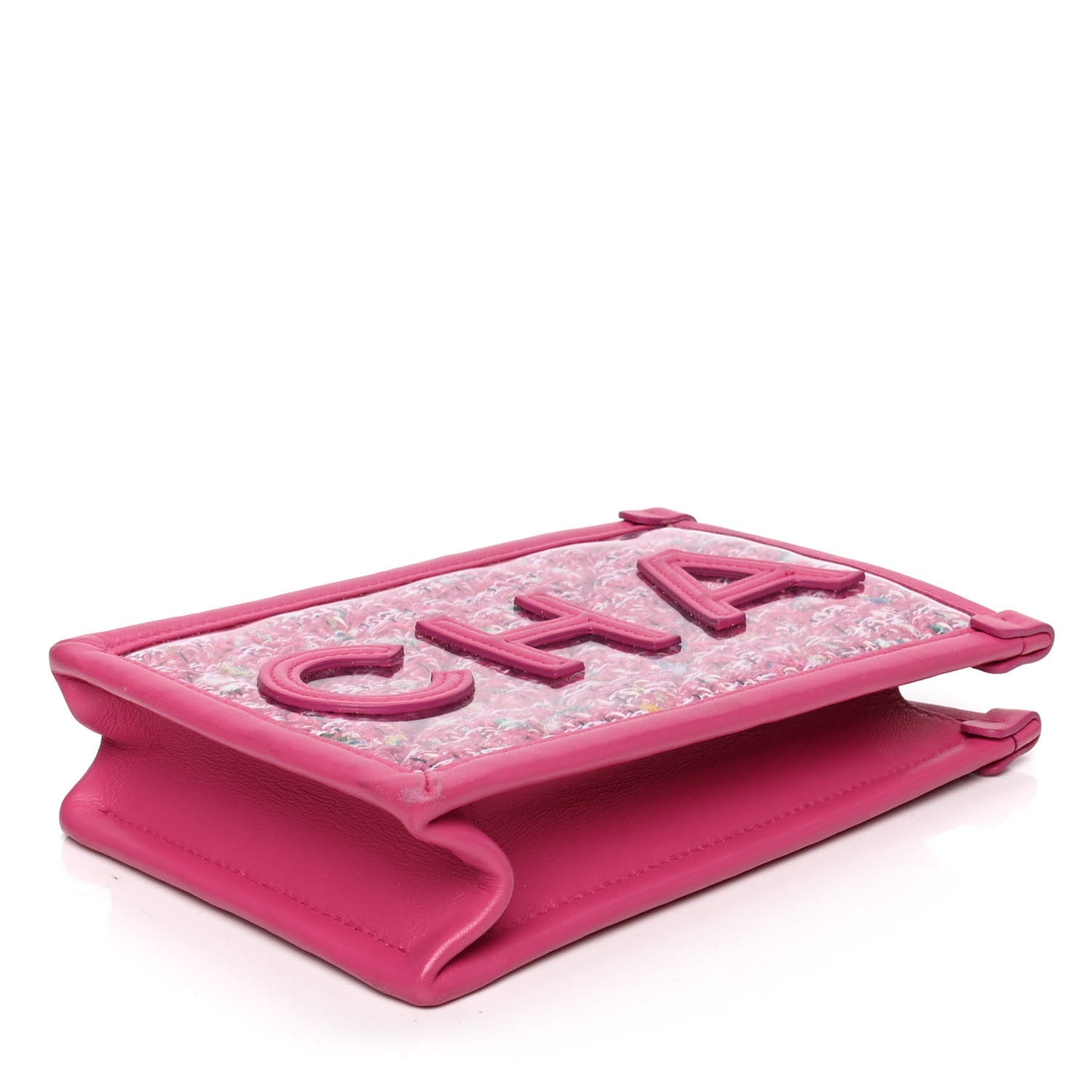 Tweed PVC Lambskin Clutch With Chain Pink