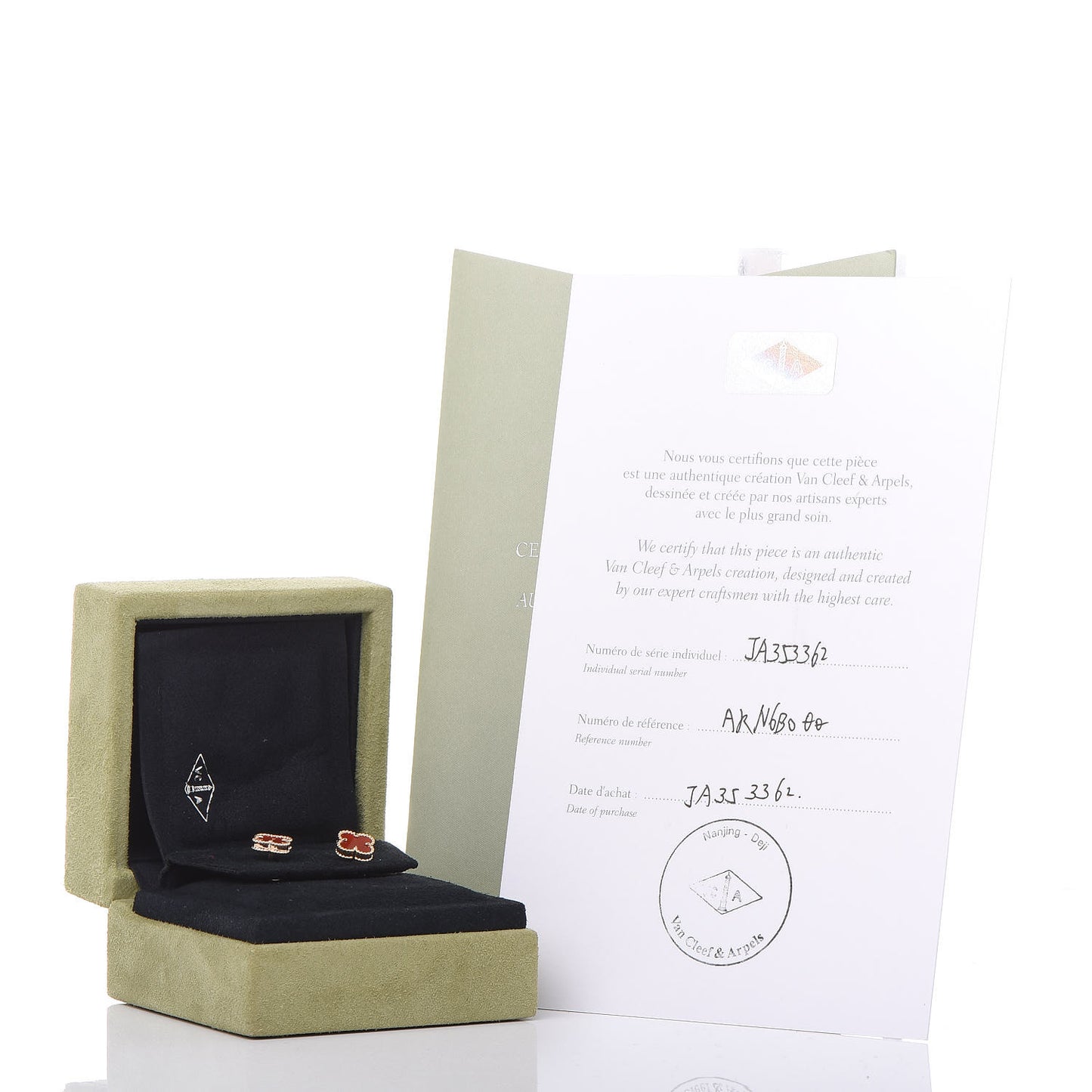 18K Rose Gold Carnelian Sweet Alhambra Earrings