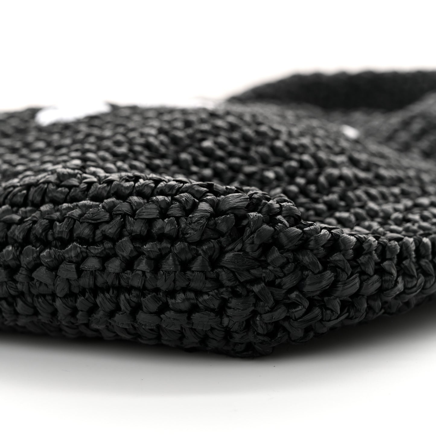 Yarn Raffia Effect Crochet Small Logo Tote Black