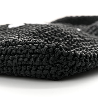 Prada Yarn Raffia Effect Crochet Small Logo Tote Black 10 of 10