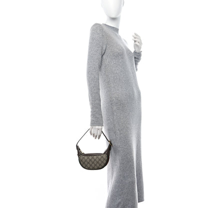 Gucci GG Supreme Monogram Textured Calfskin Web Mini Ophidia Half Moon Hobo Beige Ebony New Acero 2 of 9