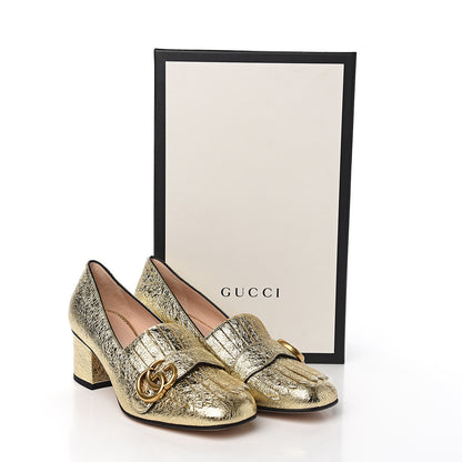 Gucci Galassia GG Marmont Fringe 50mm Loafer Pumps 37 Platino 9 of 9