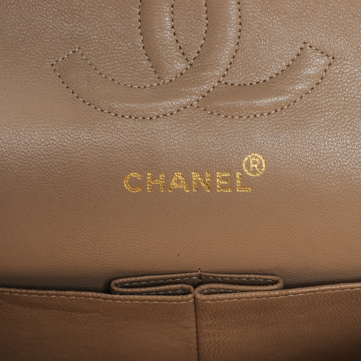 Chanel Lambskin Chevron Quilted Medium Double Flap Beige 6 of 11