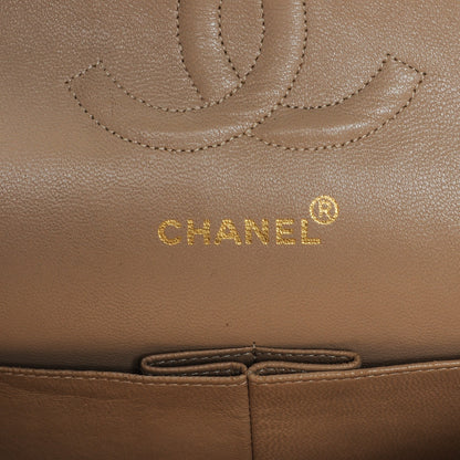 Chanel Lambskin Chevron Quilted Medium Double Flap Beige 6 of 11