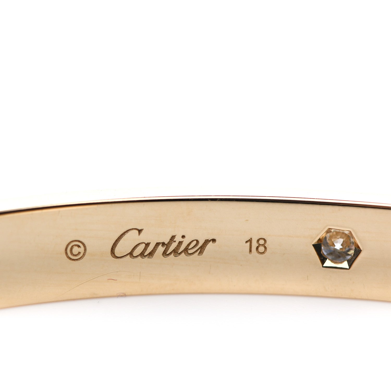 Cartier 18K Yellow Gold 1 Diamond LOVE Cuff Bracelet 18 4 of 6