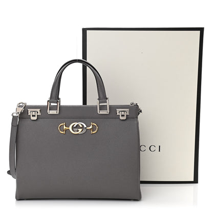 Gucci Grainy Calfskin Medium Zumi Top Handle Bag Dusty Grey 13 of 13
