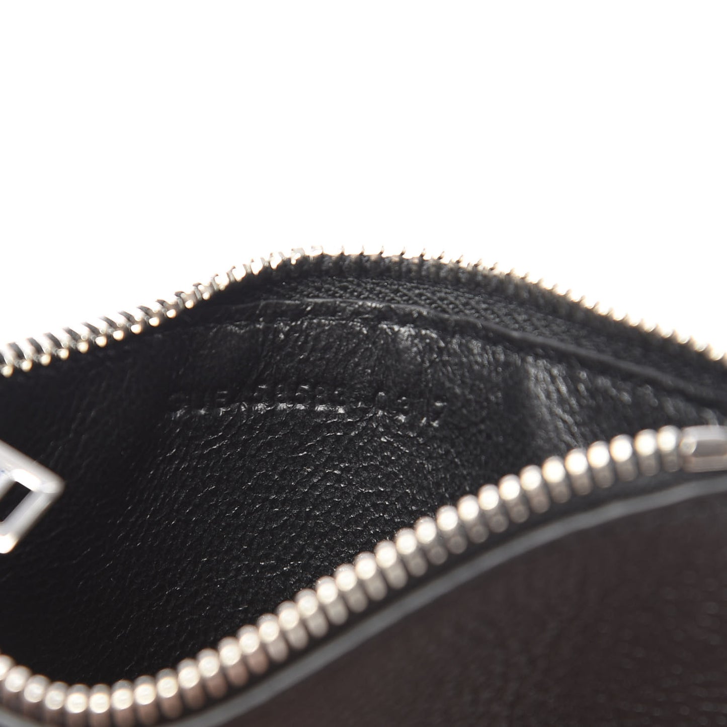 Grained Calfskin 5 Fragments Zip Pouch Card Holder Black