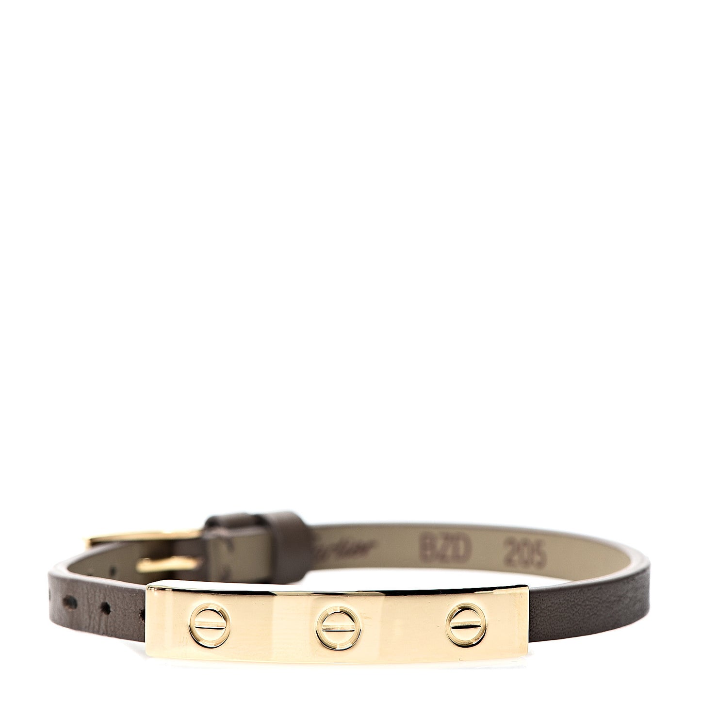 18K Yellow Gold Calfskin 3 Motif LOVE Bracelet Taupe