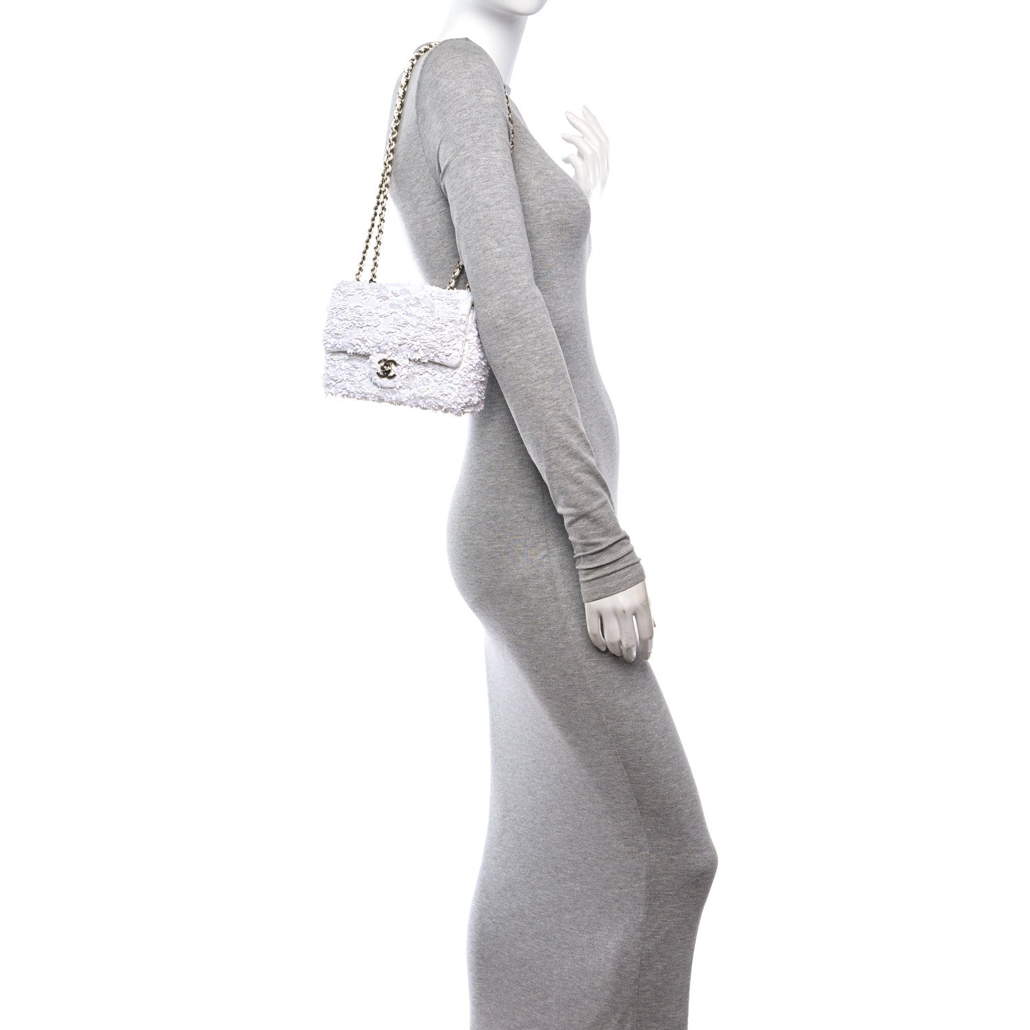 Chanel Sequin Small Single Flap White 3 of 10