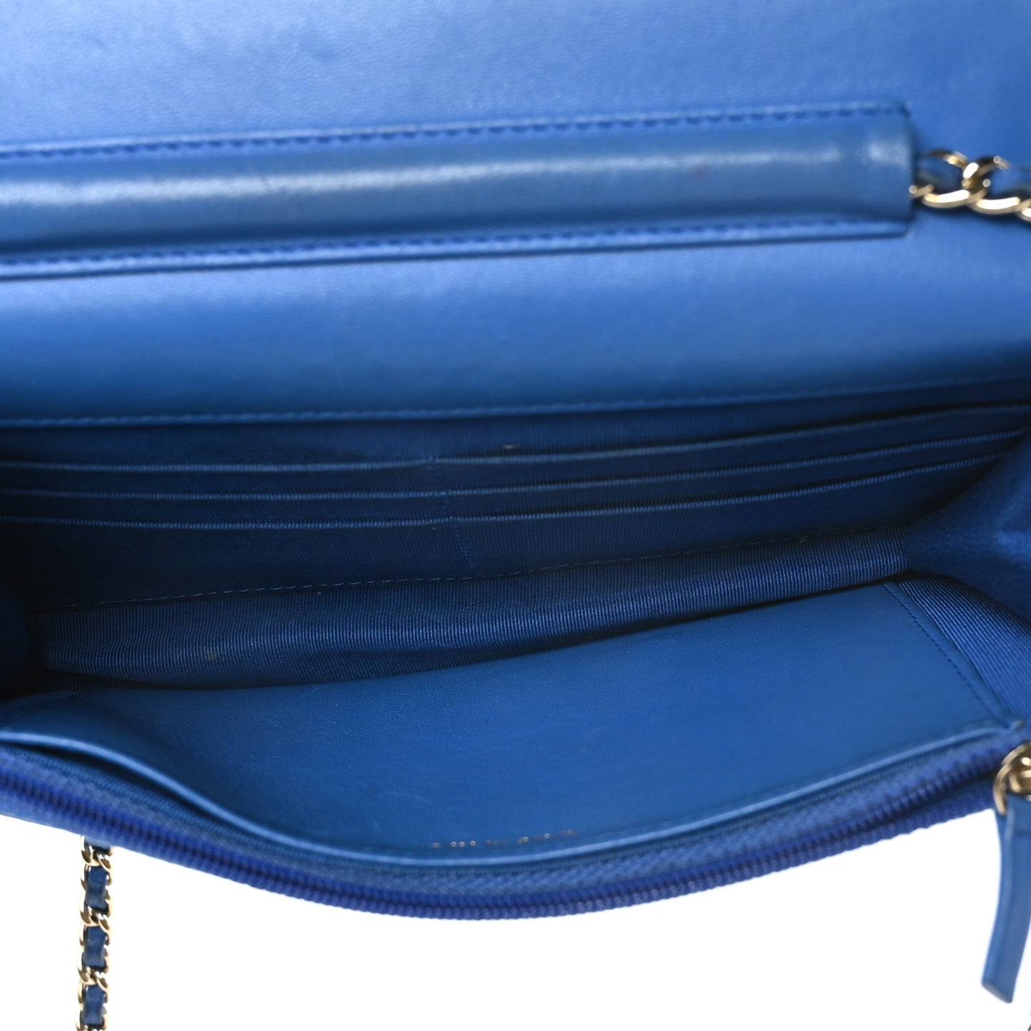 Lambskin Quilted Wallet On Chain WOC Blue