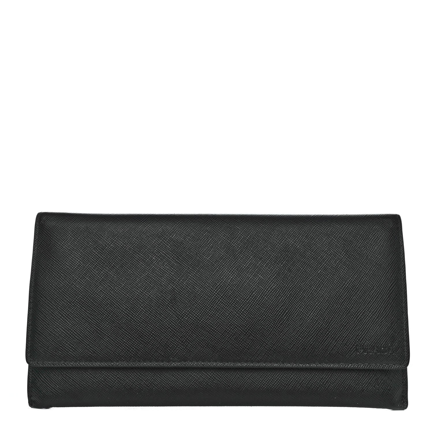 Prada Saffiano Continental Flap Wallet Black 1 of 4
